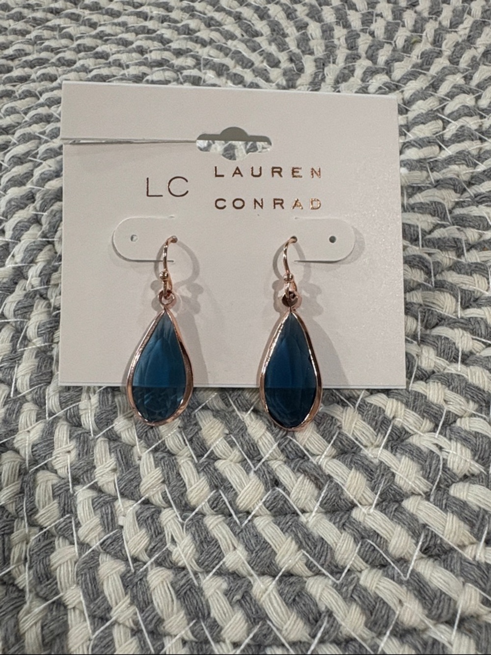 LC Lauren Conrad Teardrop Dangle Earrings in Teal and Gold-Tone